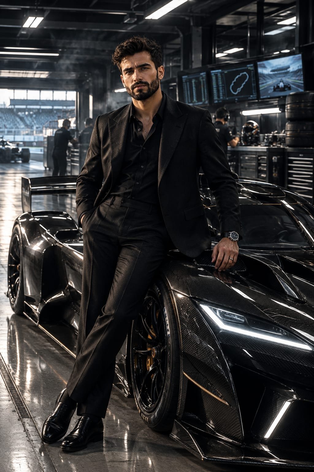 Ultra-realistic cinematic full-body fashion portrait of a st