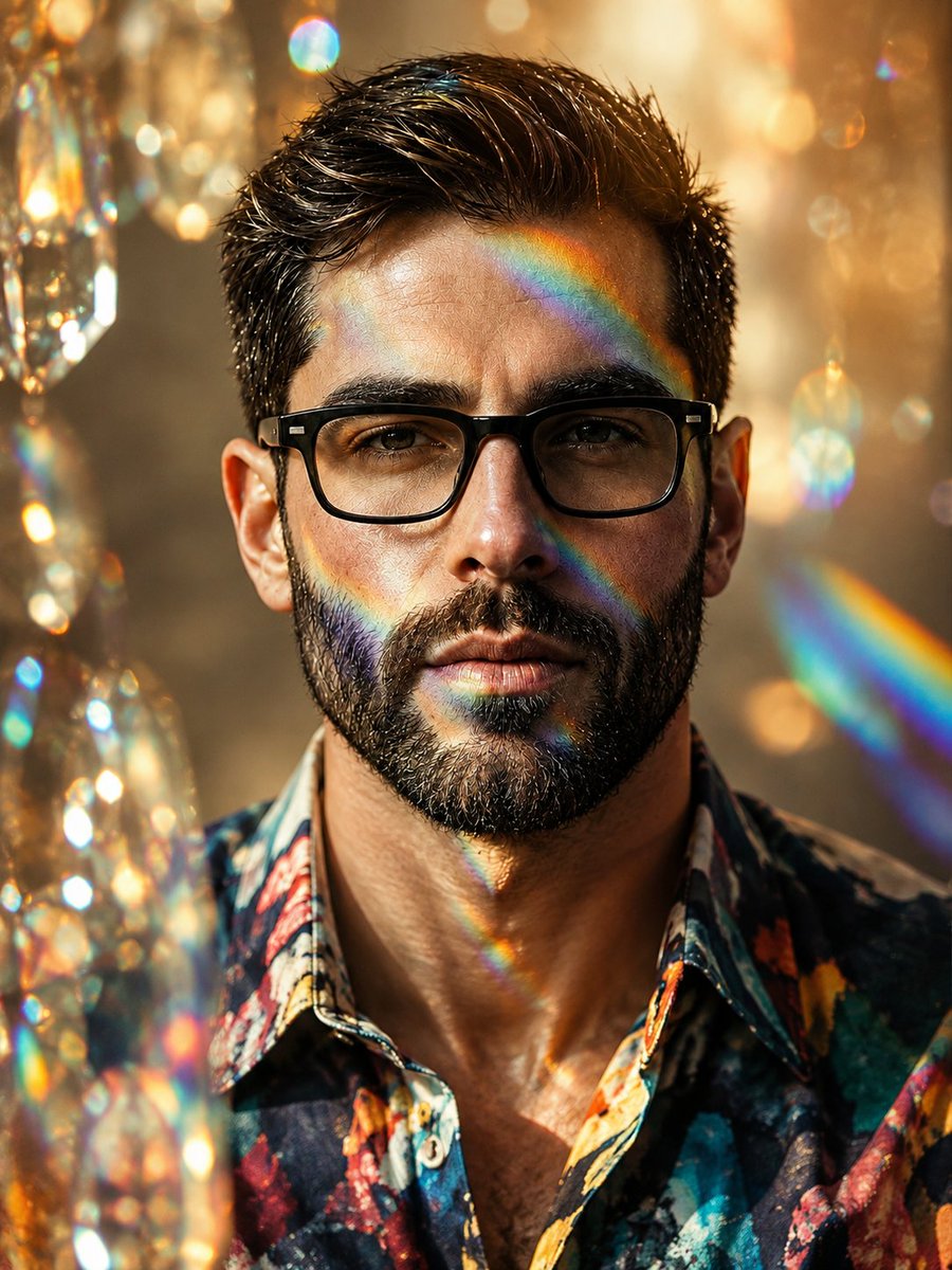 Ultra-realistic cinematic portrait of a handsome man with ne