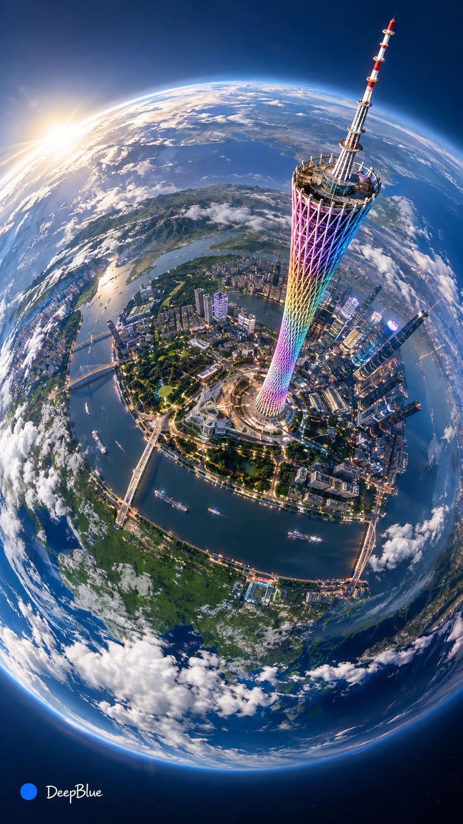 Tiny Planet 360°全景× 唯一真实地球实景环绕 × 行星尺度放大真实【城市地标】