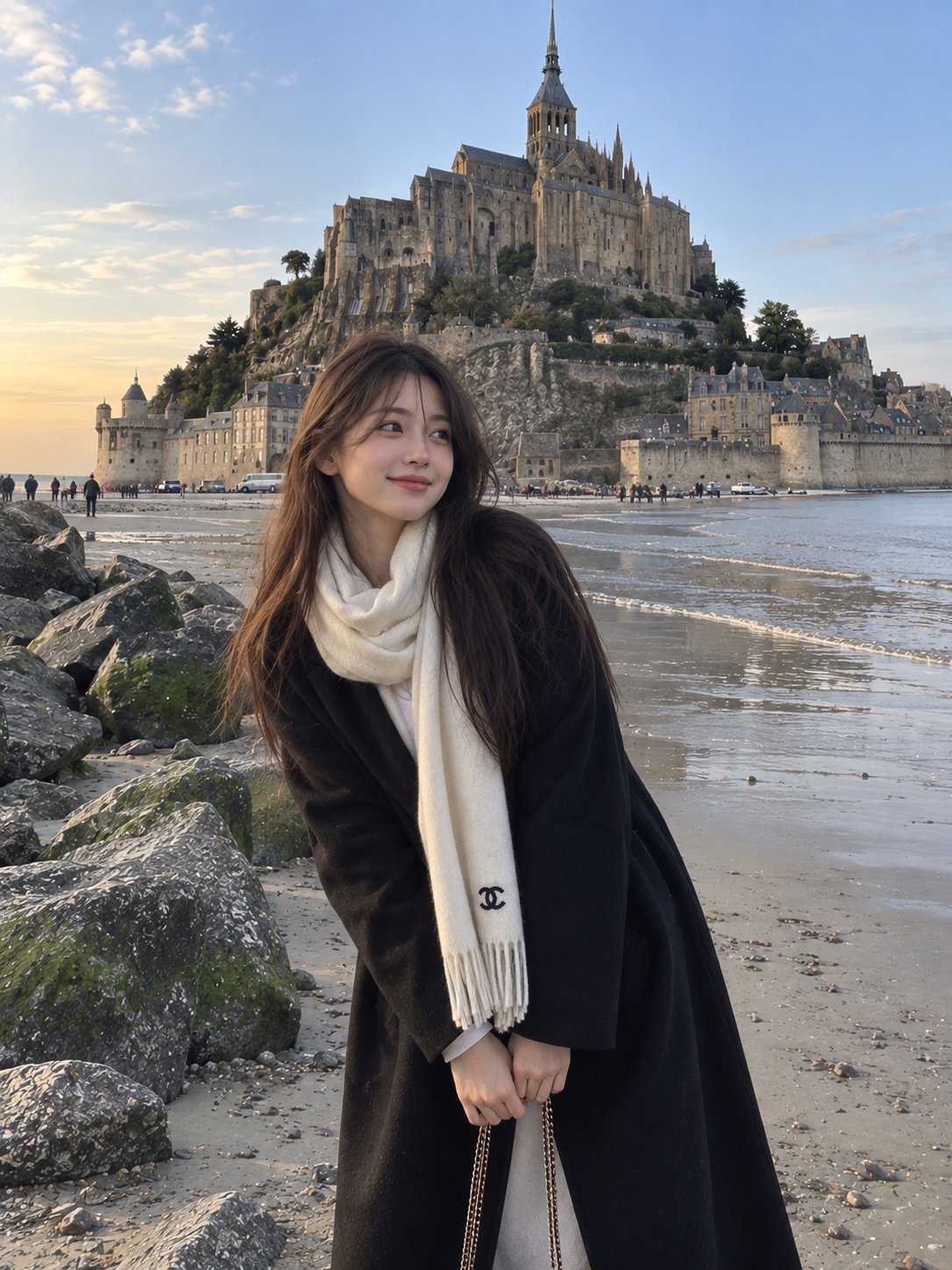 A photorealistic candid travel portrait of a young East Asia