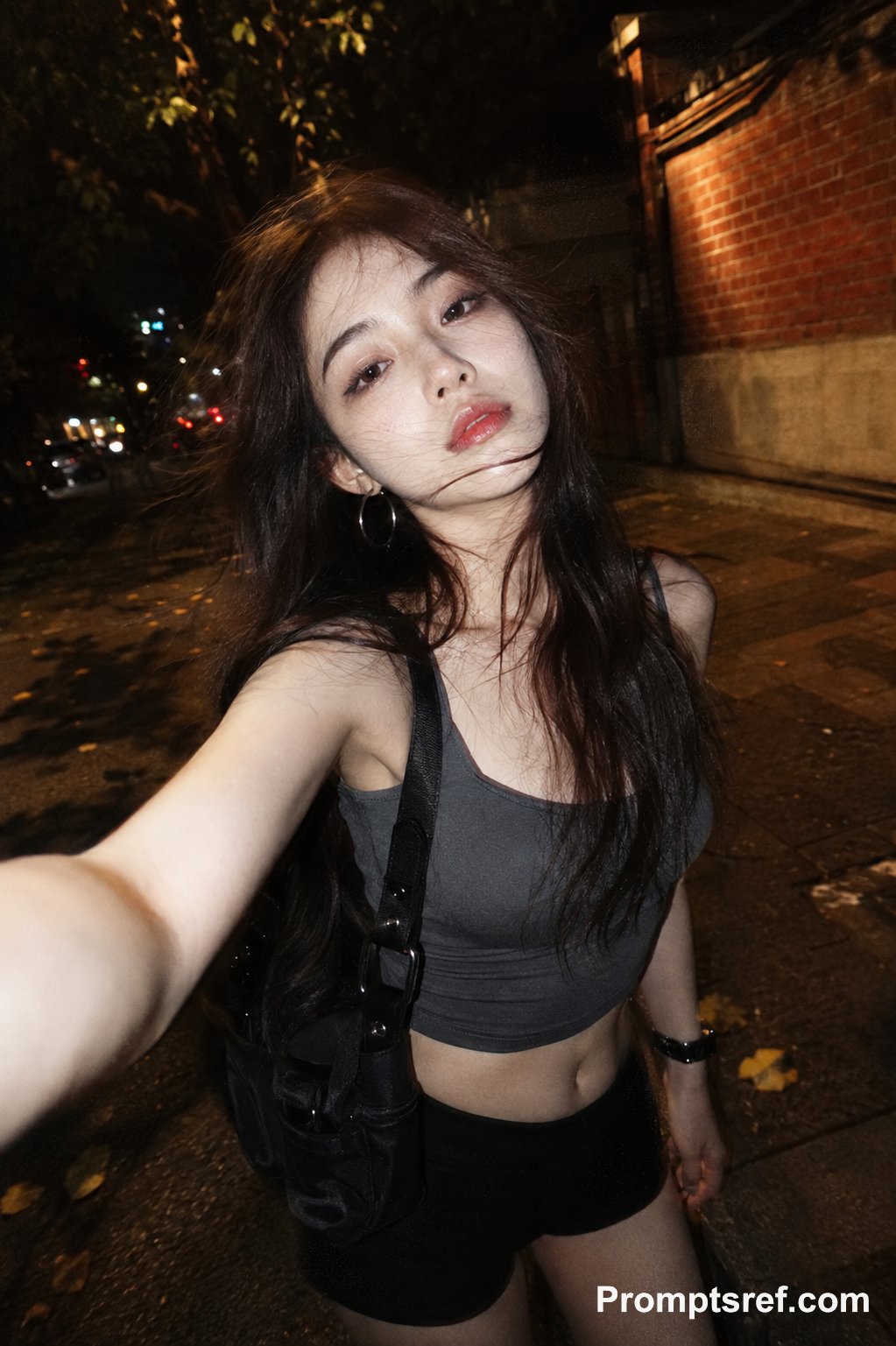 Photorealistic ultra-wide-angle selfie-style portrait with d