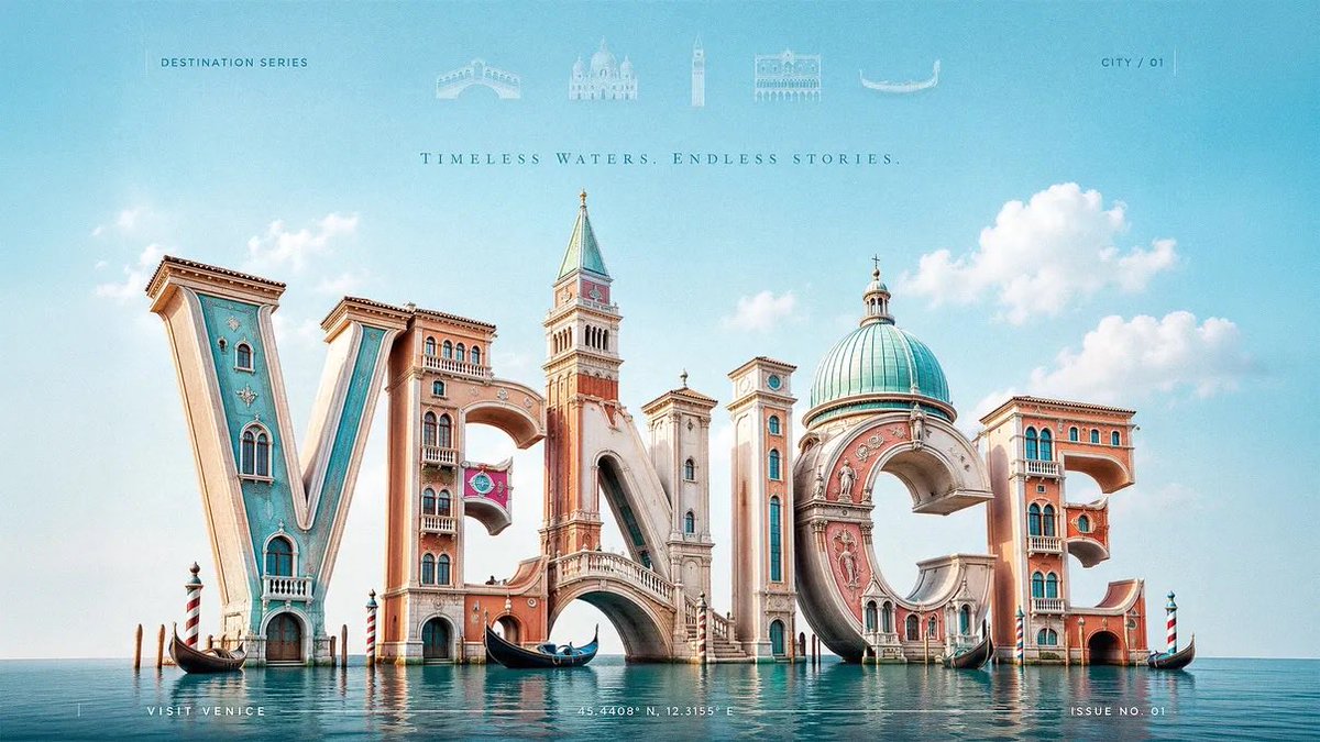 Create a 3:2 premium 3D typography-based travel poster for [