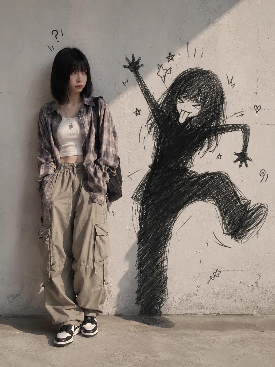 Create a mischievous doodle shadow to your image using GPT i