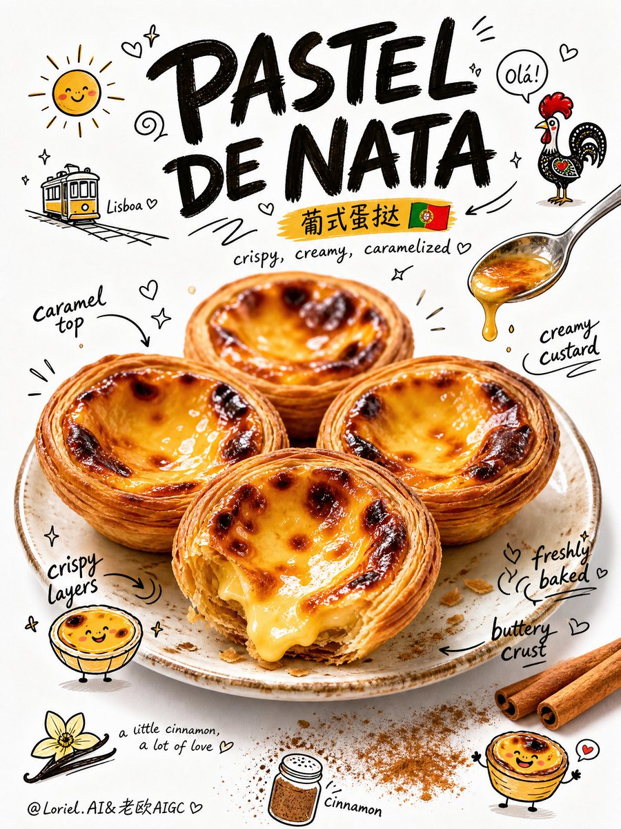 Create an ultra-premium playful food poster for Portuguese e