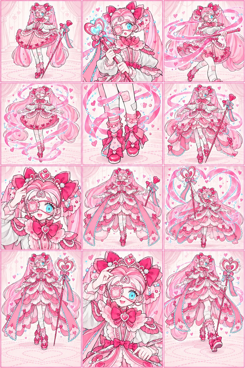 Create a 12-panel transformation storyboard for the characte
