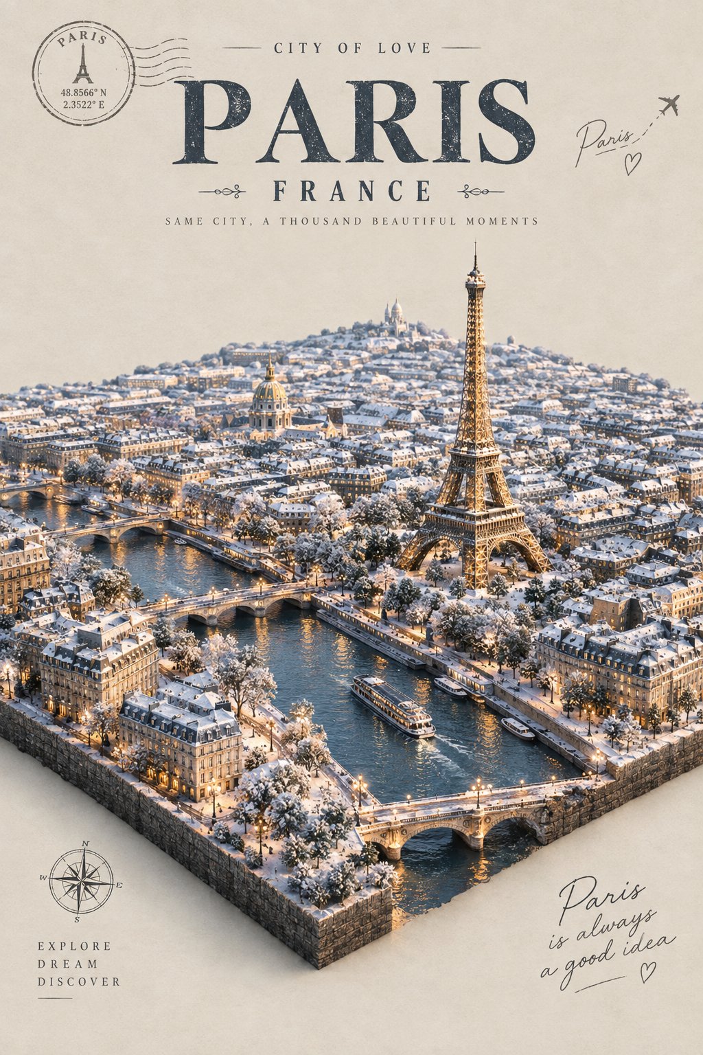 Premium luxury winter travel poster for [CITY_NAME], 3:4 ver