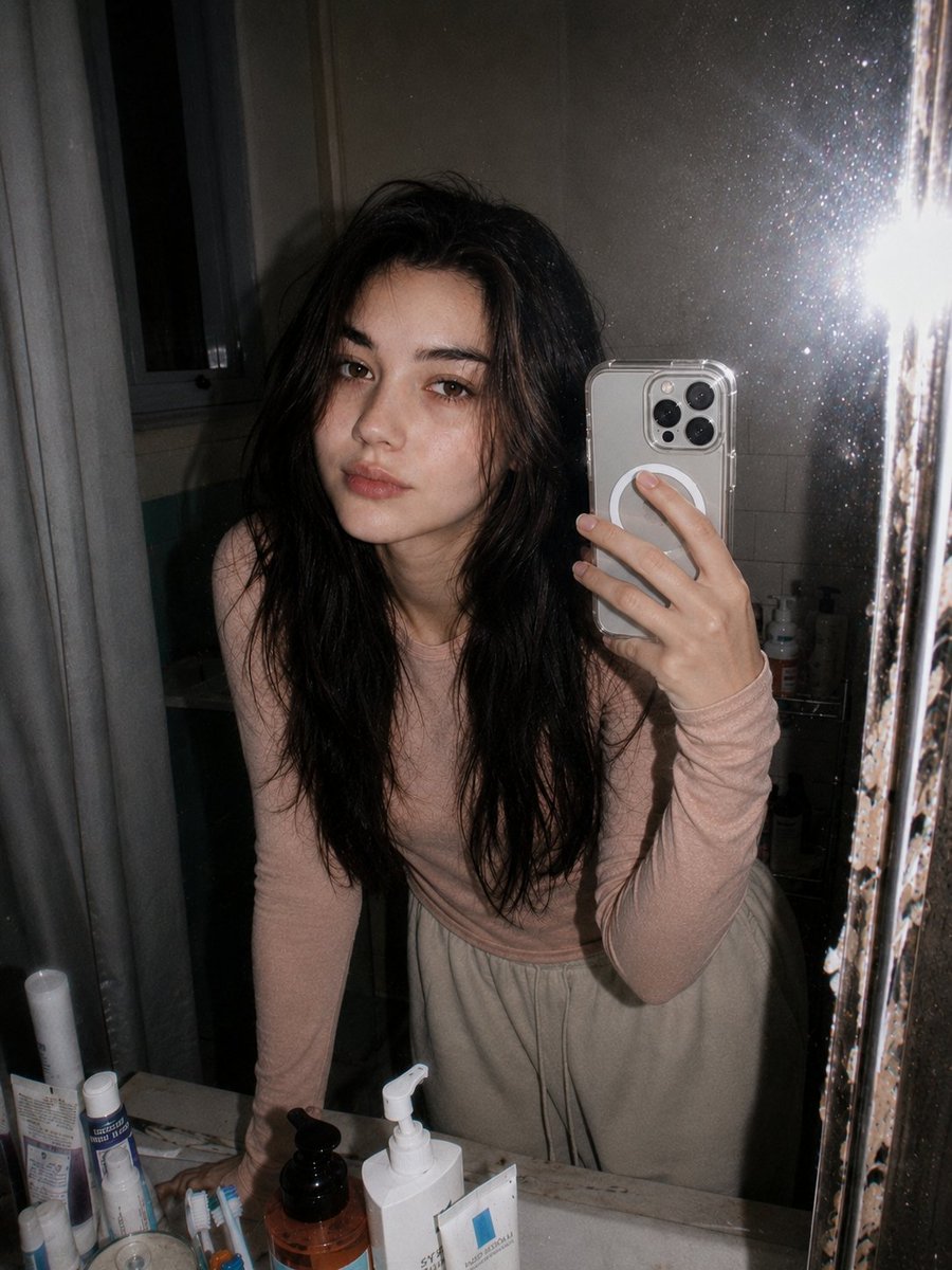 A Korean young woman with the same unchanged face, pale soft