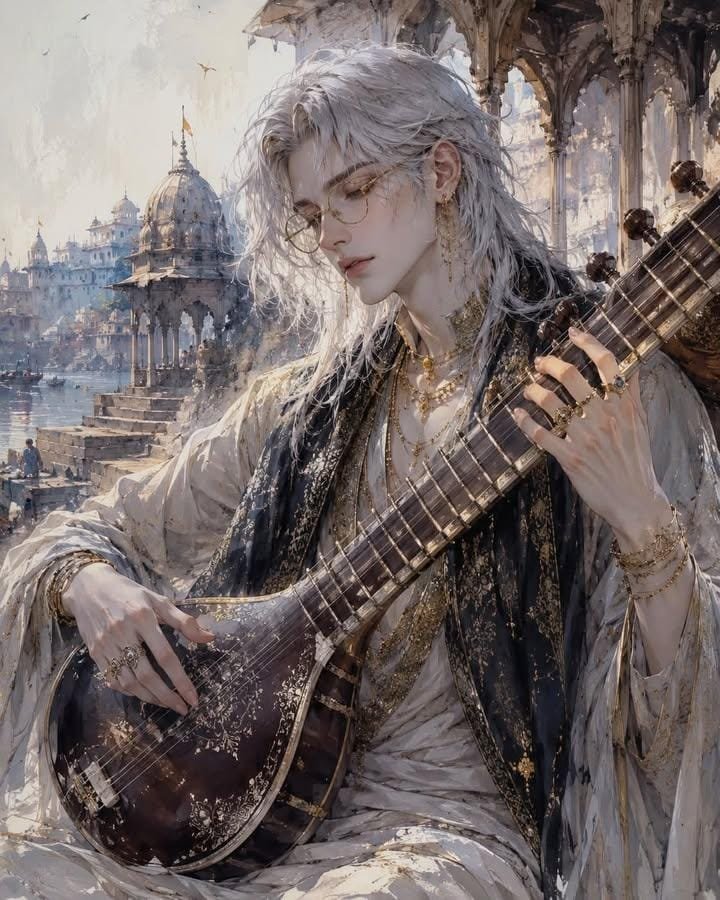 A breathtaking ethereal fantasy portrait of an androgynous y