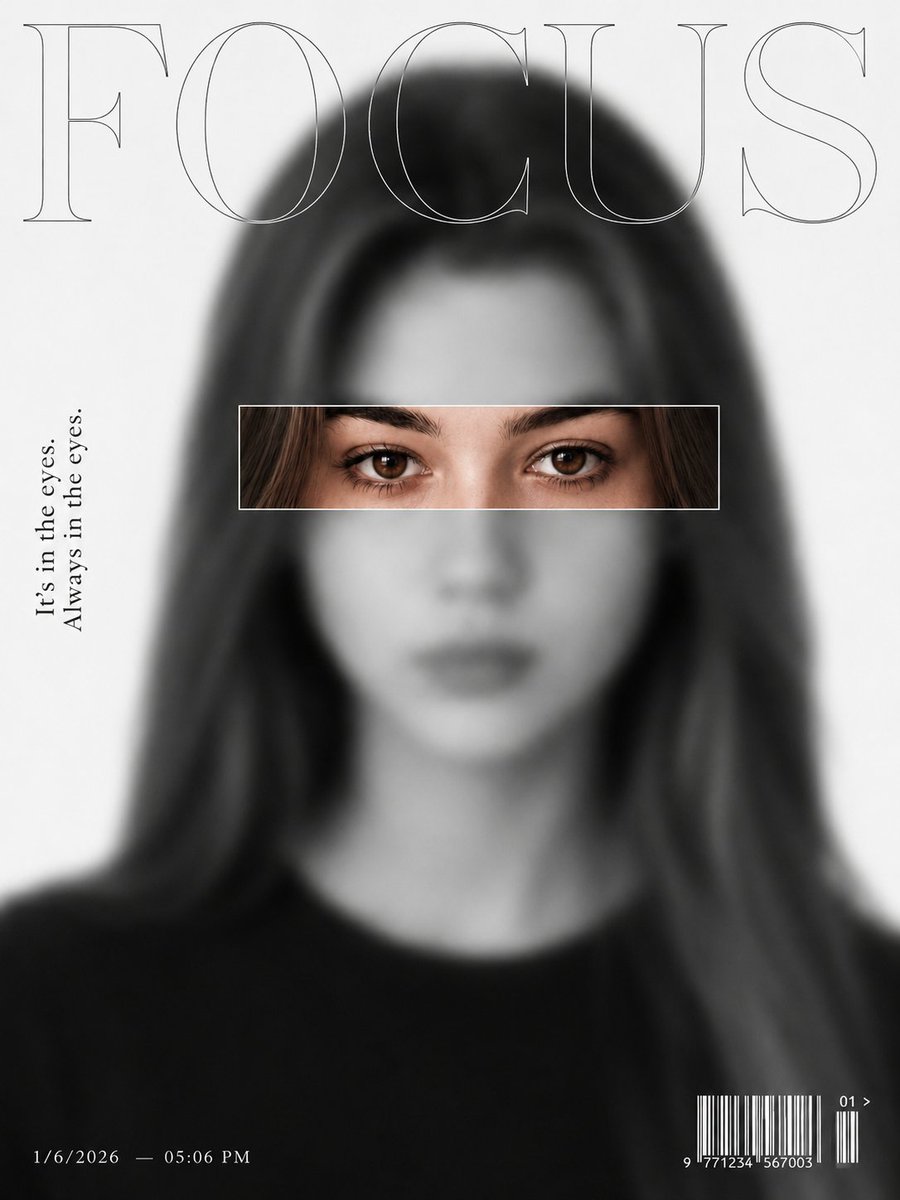 Editorial magazine cover portrait, ultra-minimalist fashion