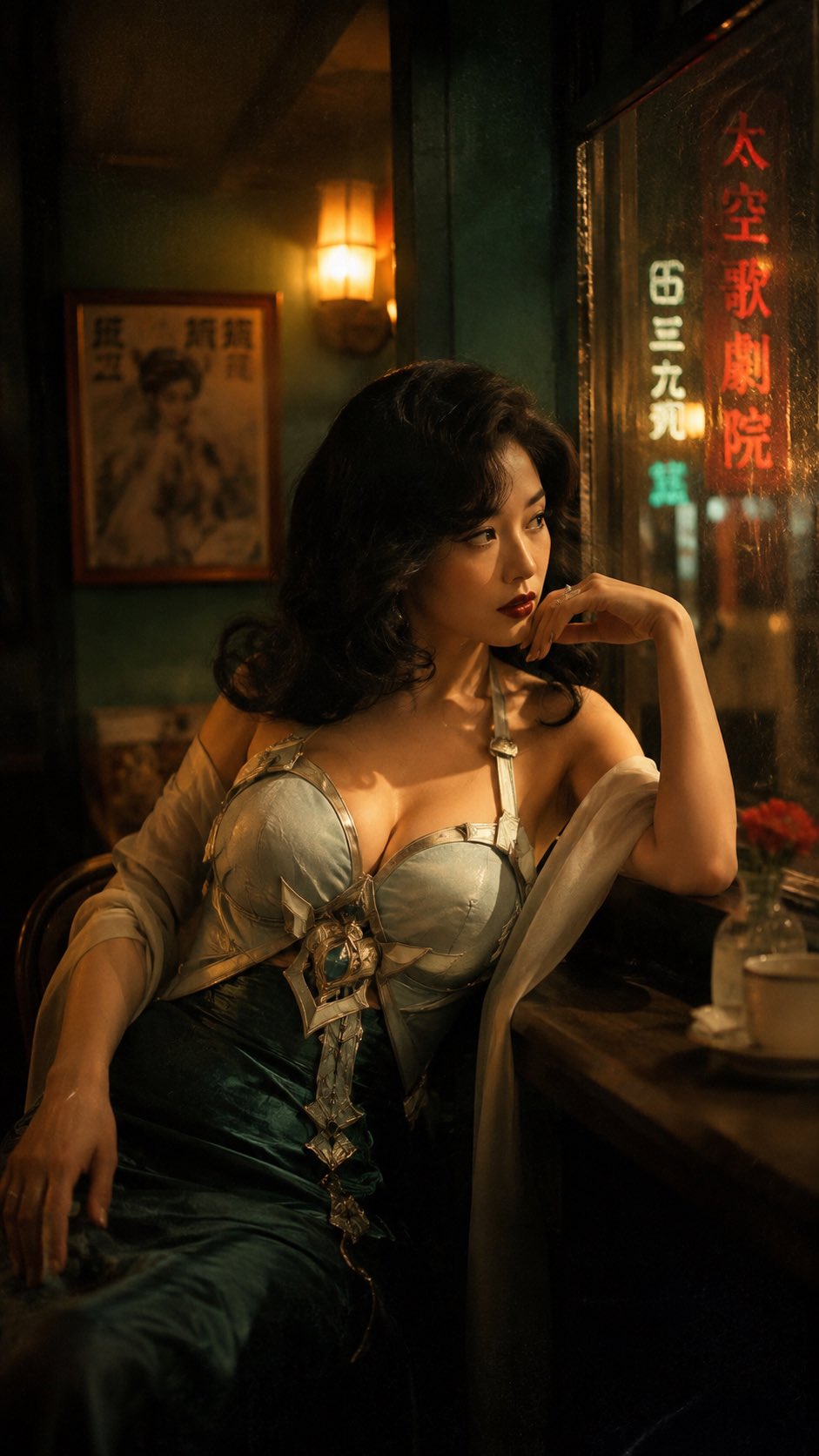 1990s Hong Kong cinema photography style, vintage 35mm film