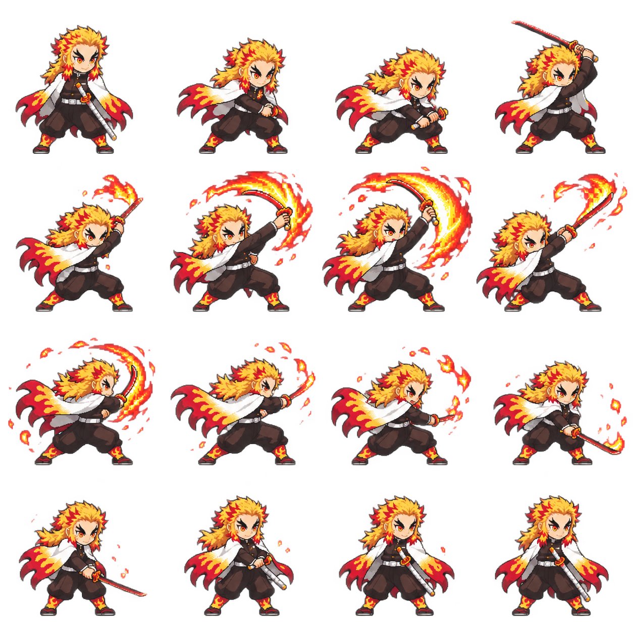 Using the character reference image I upload, create a pixel