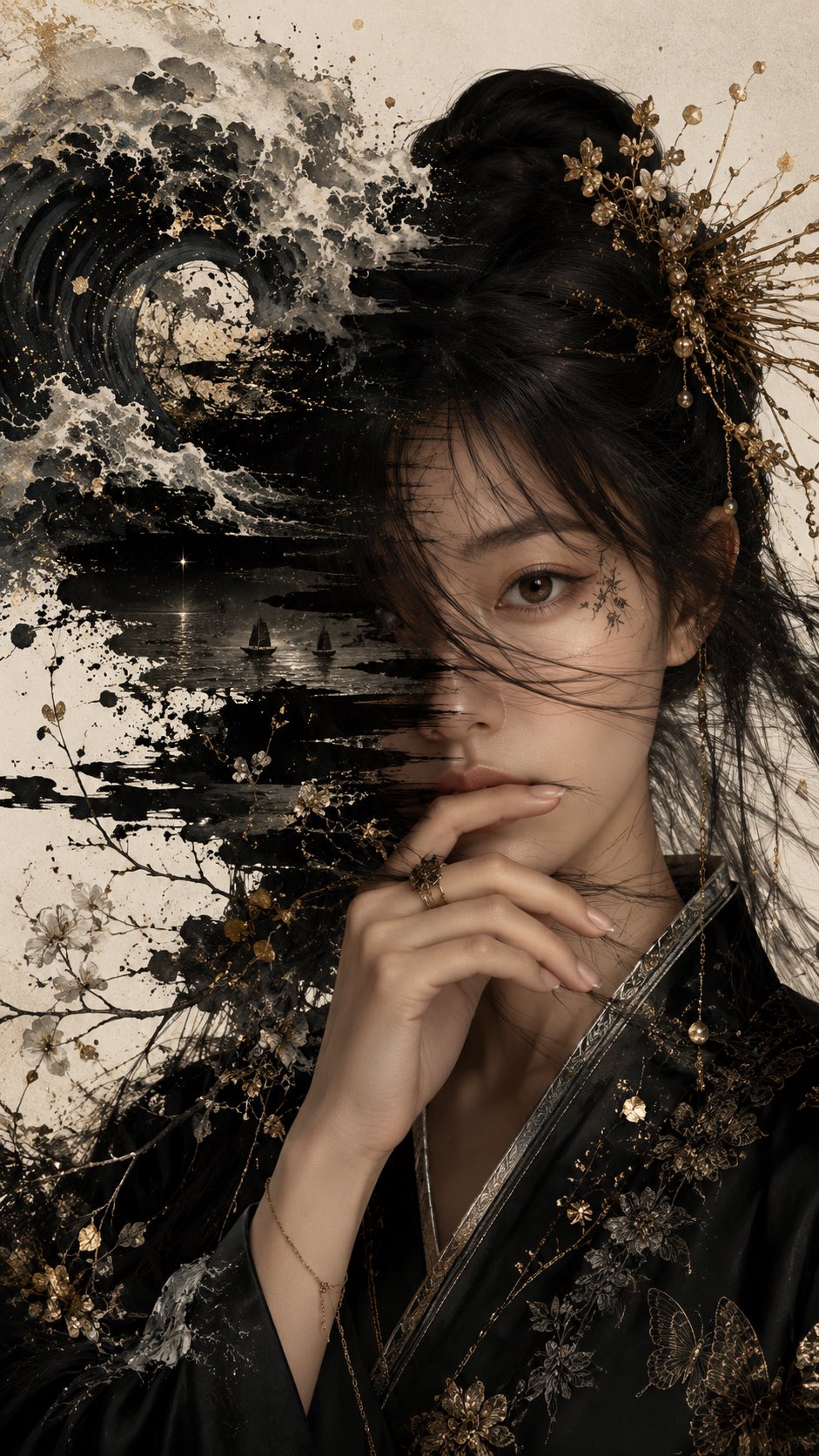 9:16 vertical, ultra-photorealistic cinematic neo-Oriental b