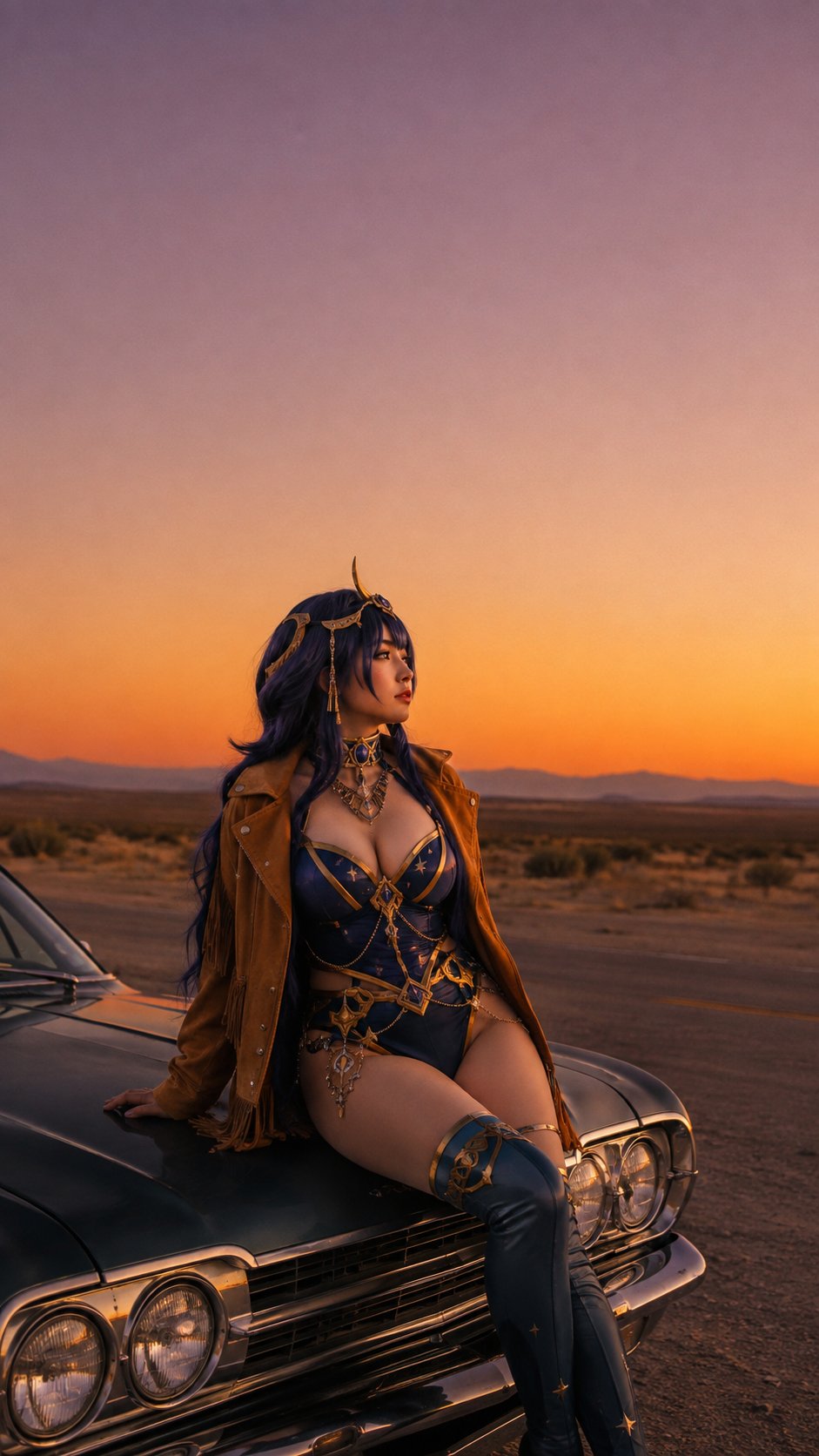 Cinematic golden hour 35mm film photography, 1970s retro aes
