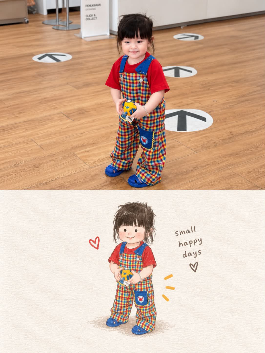 Create a single vertical 3:4 PHOTO + HAND-DRAWN ILLUSTRATION