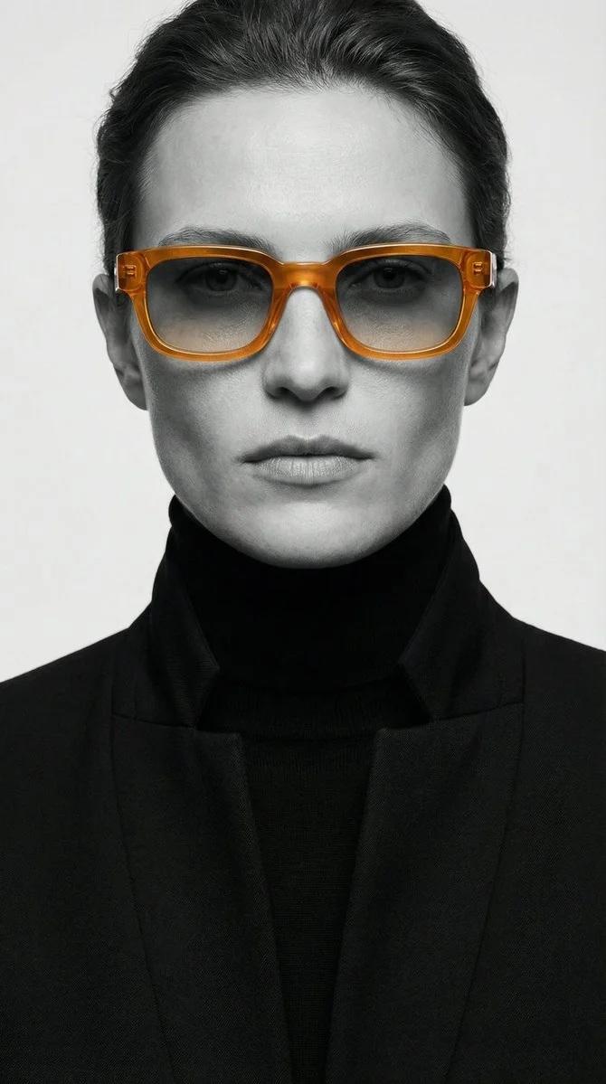 A studio-style close-up editorial portrait of a person with 