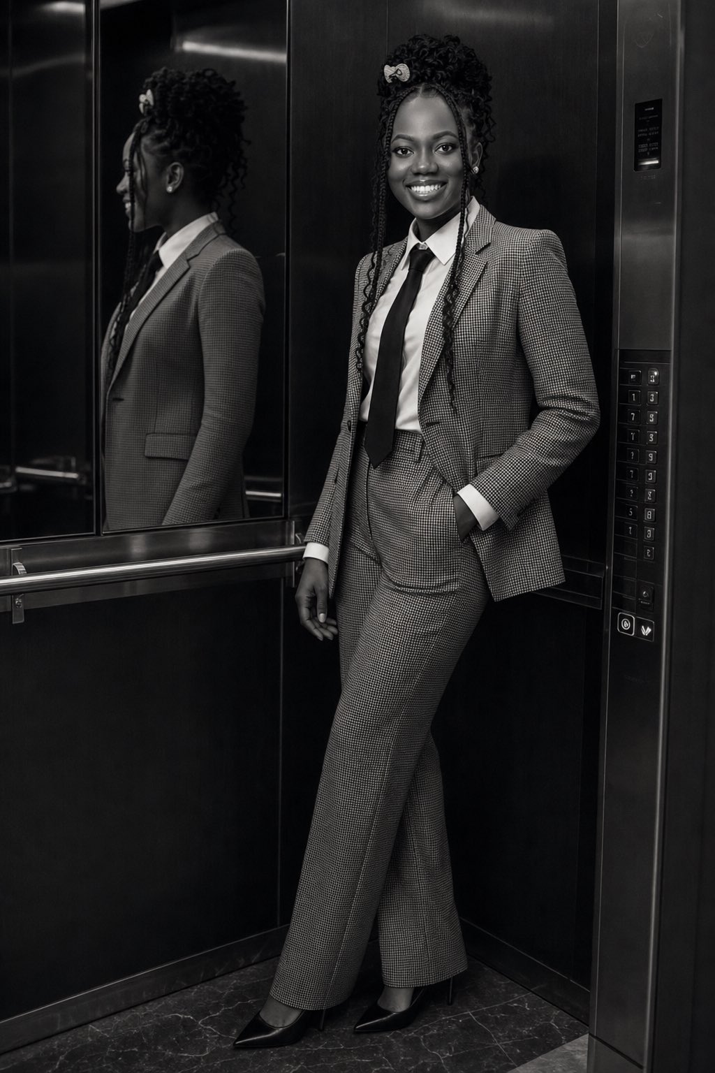 Create an ultra-realistic cinematic black-and-white luxury f