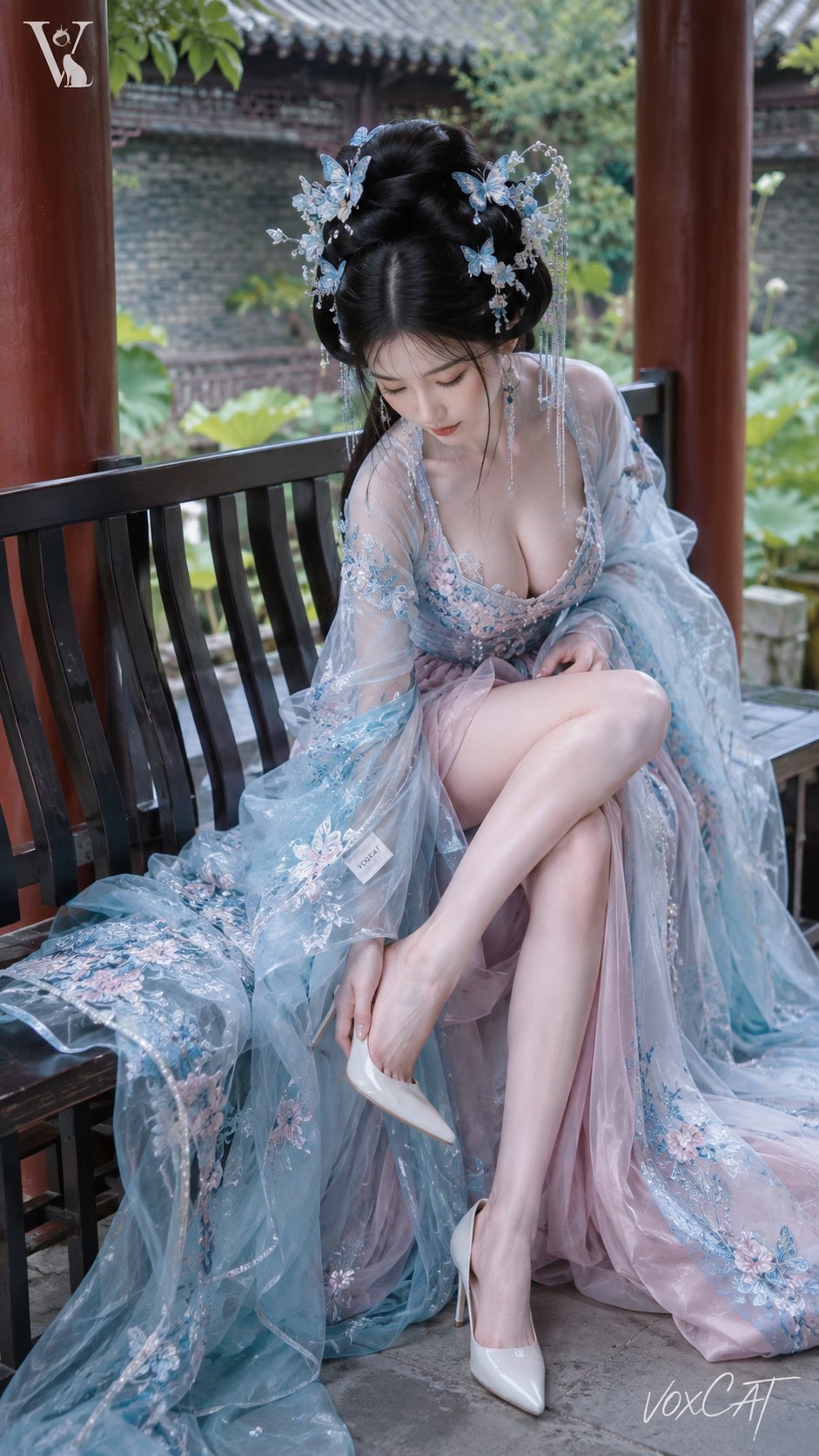 Subject: 一名明确为成年人的东方女性,纤细修长的自然成年比例,柔和鹅蛋脸,粉白细腻瓷肌,五官精致清秀。乌黑浓密长