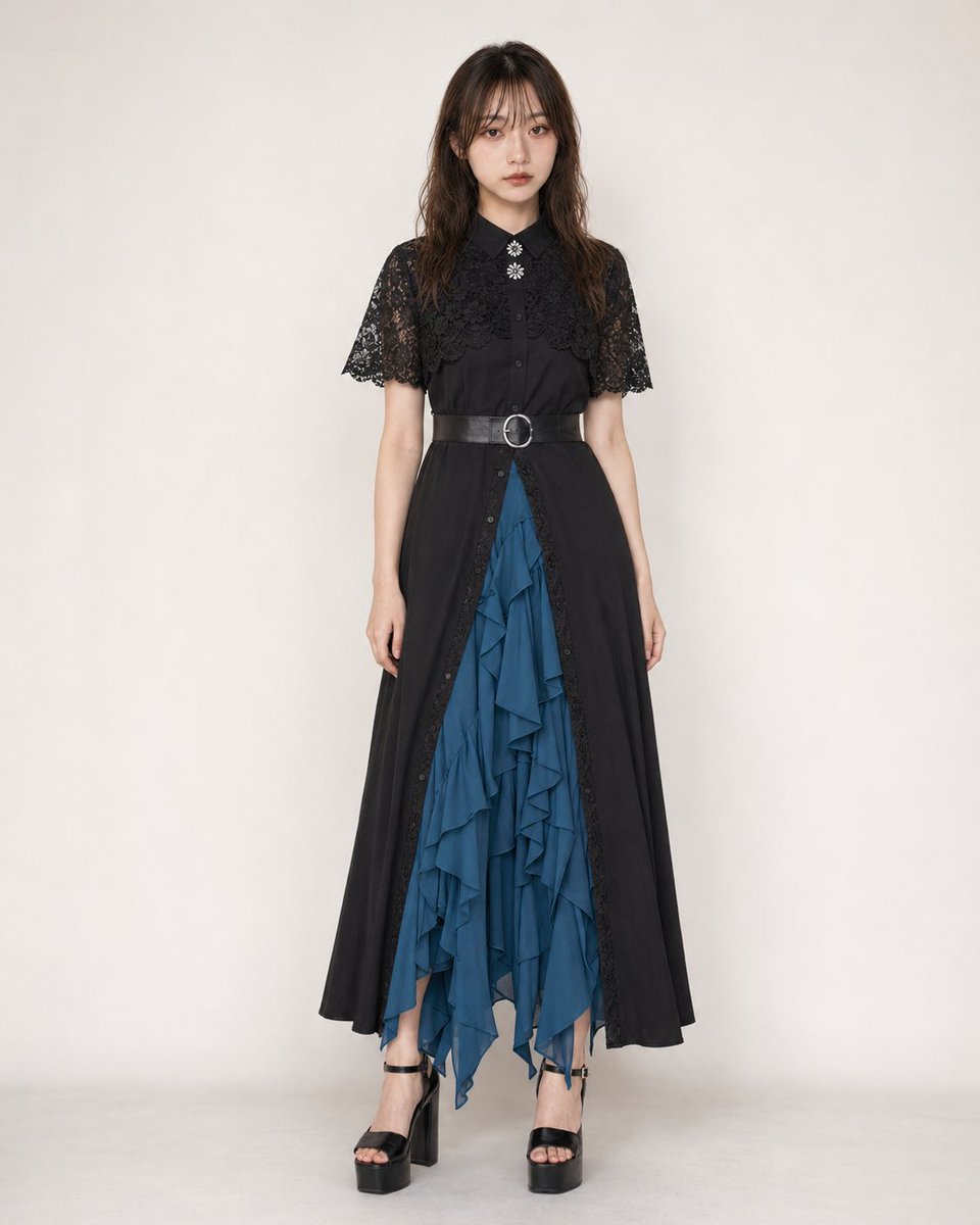 Outfit: a black short-sleeve button-front maxi shirt dress w