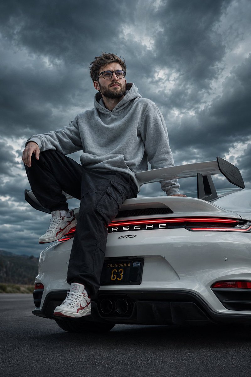 Ultra-realistic cinematic portrait of a young man sitting ca
